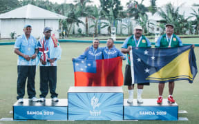 Sagato Avito and Konelio Luka won a bronze medal for Tokelau in the men's pairs.