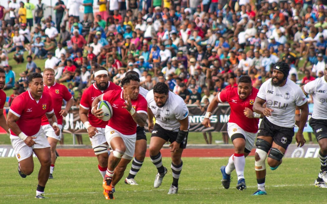 Sonatane Takalua kicked 12 points in Tonga's 27-19 victory over Fiji.