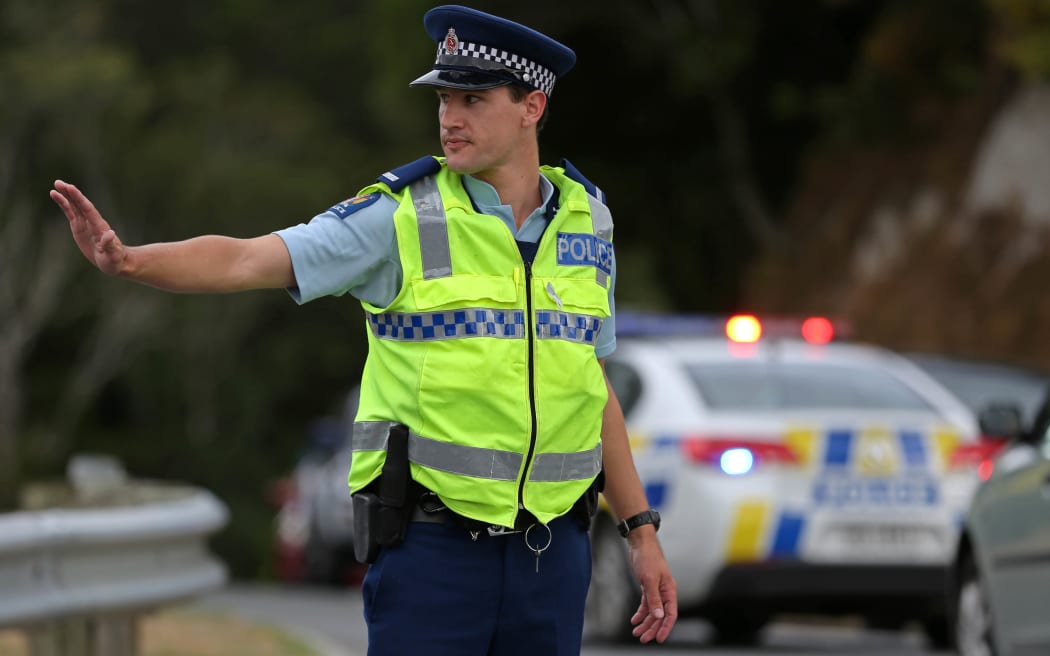 Police directing traffic.