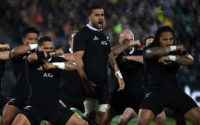 Liam Messam leads the haka.