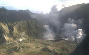 A view of White Island's crater rim, as it appears this afternoon.
