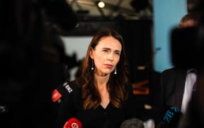 Prime Minister Jacinda Ardern holds a media briefing at the Viaduct in Auckland.  26/02/21