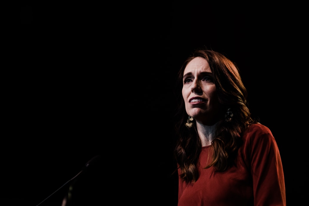 Jacinda Ardern at the Auckland Town Hall on election night.