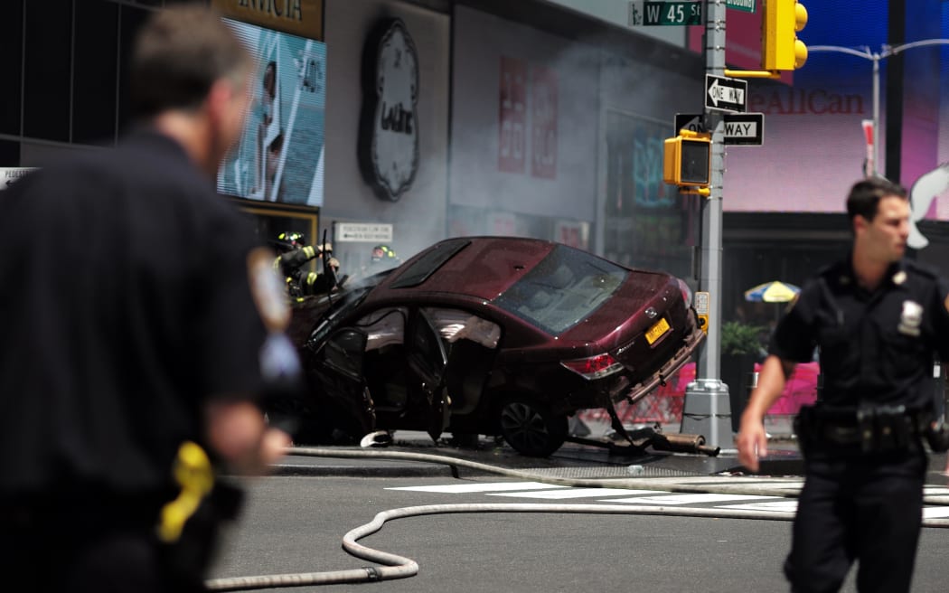 The car which mounted the footpath and drove into pedestrians on the corner of West 45th Street and Broadway at Times Square.