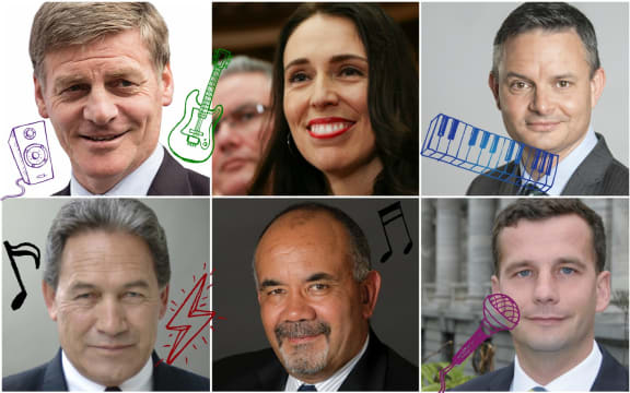 Bill English, Jacinda Ardern, James Shaw, Winston Peters, Te Ururoa Flavell and David Seymour