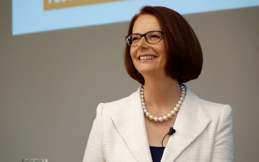 Julia Gillard speaks at the University of Auckland.