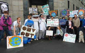 A protest against oil company OMV's consent application to discharge trace amounts of harmful substances while drilling in the Great Southern Basin.