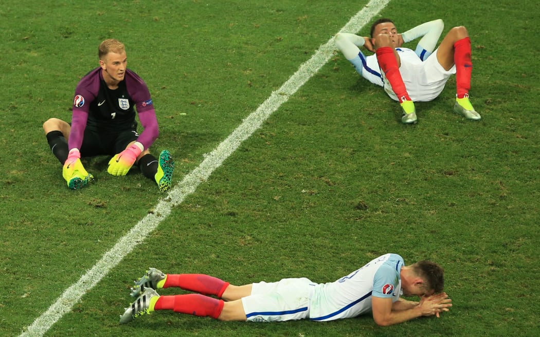England players Joe Hart, Dele Alli and Gary Cahill after their Euro 2016 loss to Iceland.