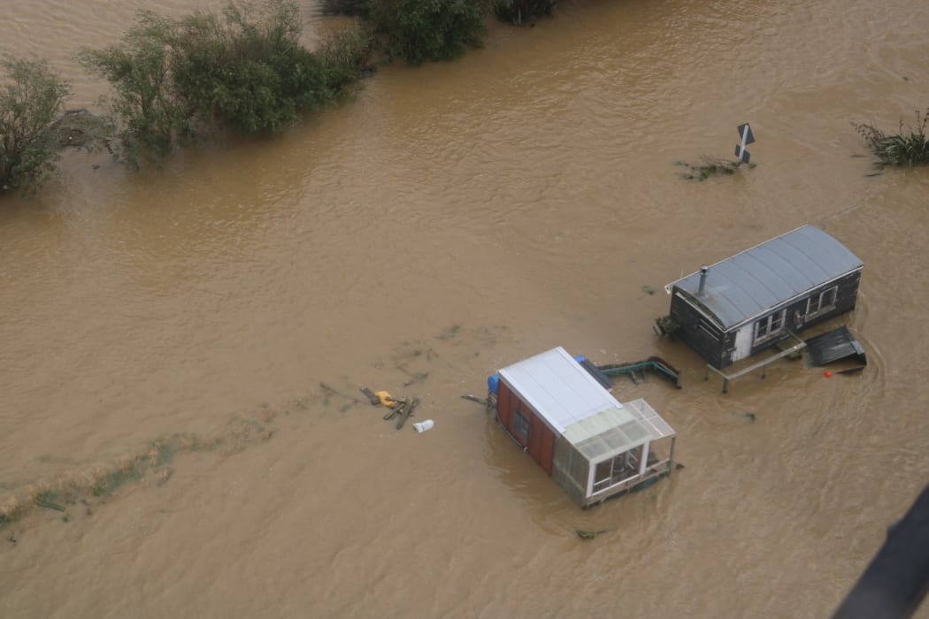 The Mataura river flooding around Wyndham.