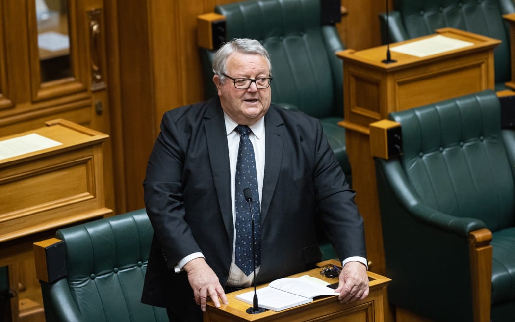 National Party MP Gerry Brownlee gives a speech in the House.