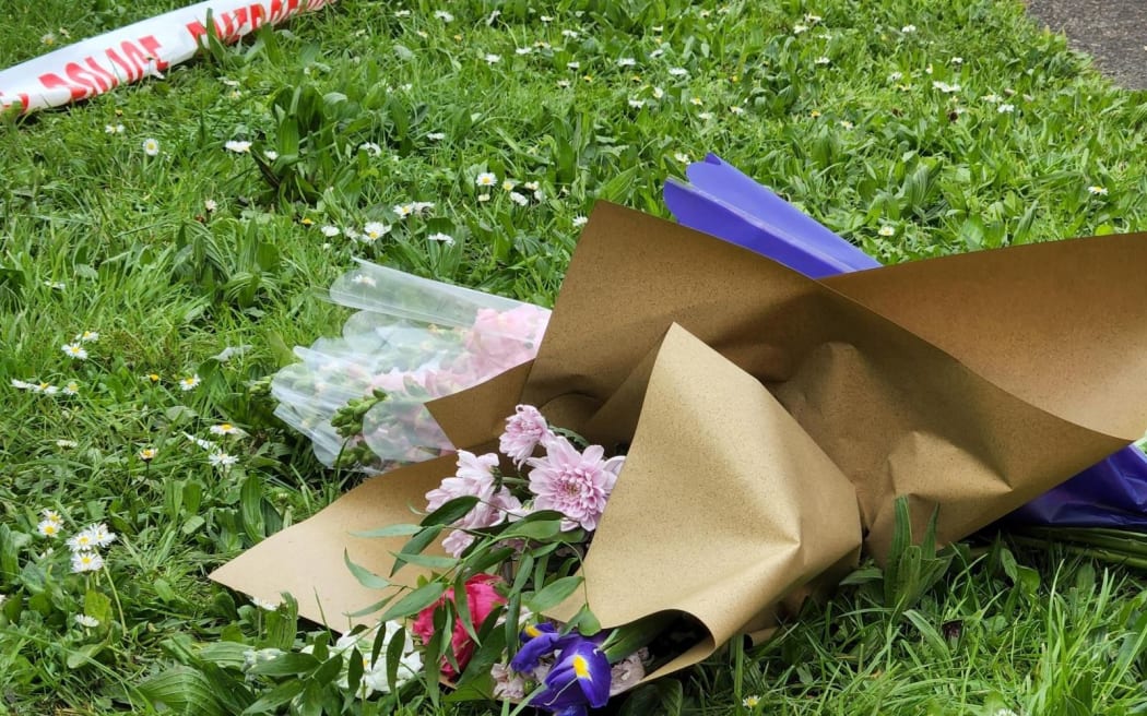 Flowers laid for the victim of the Grey Lynn shooting, 18-year-old Maxwel-Dee Repia.
