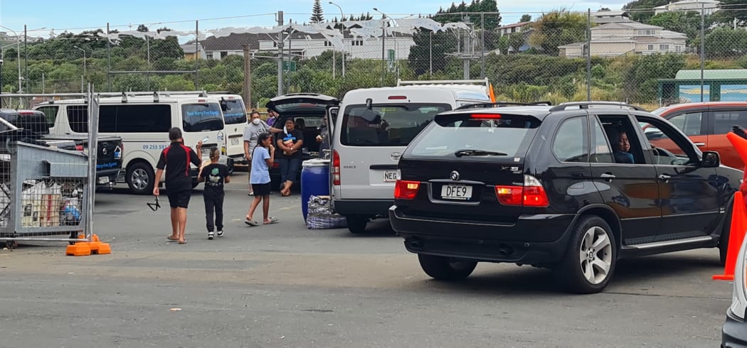 Local Porirua businesses allowed families to use their carpark spaces to pack their drums