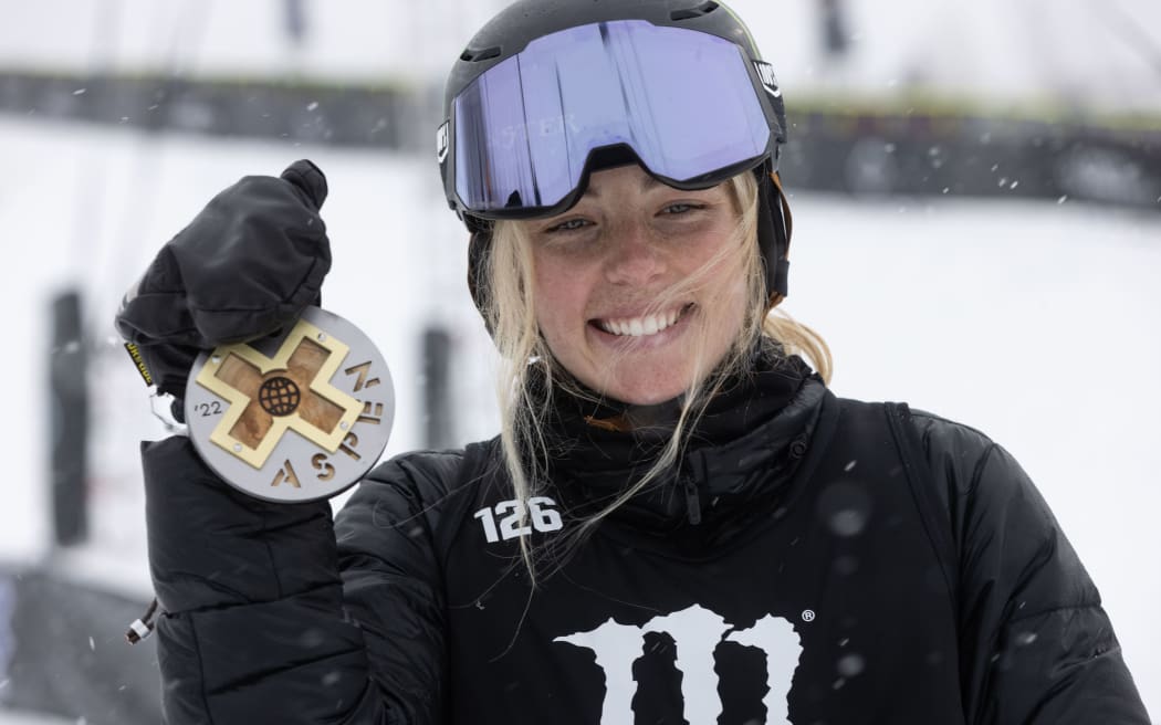 Zoi Sadowski-Synnott of New Zealand wins gold in the Snowboard Slopestyle event at the X Games Aspen, Colorado, 2022.