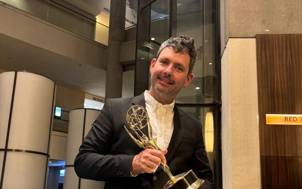 Auckland cinematographer Dave Garbett with his Emmy Award