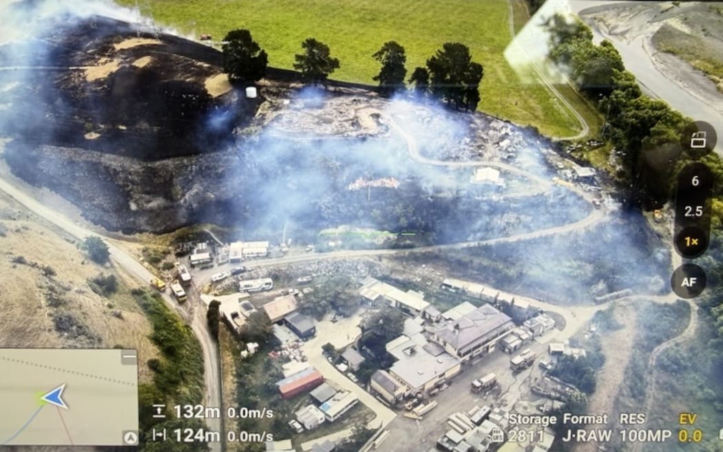 Drone footage of the fire near the Farmhouse Lodge in Fernhill.