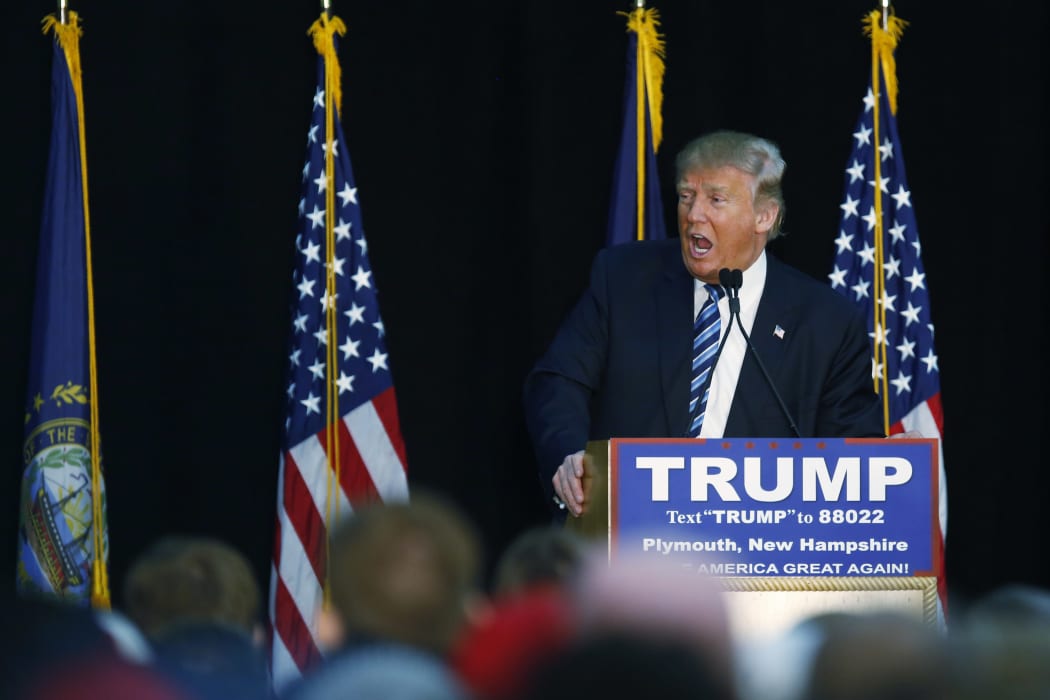 Republican presidential candidate Donald Trump speaks during a rally at Plymouth State University, February 7, 2016, in Plymouth, New Hampshire.