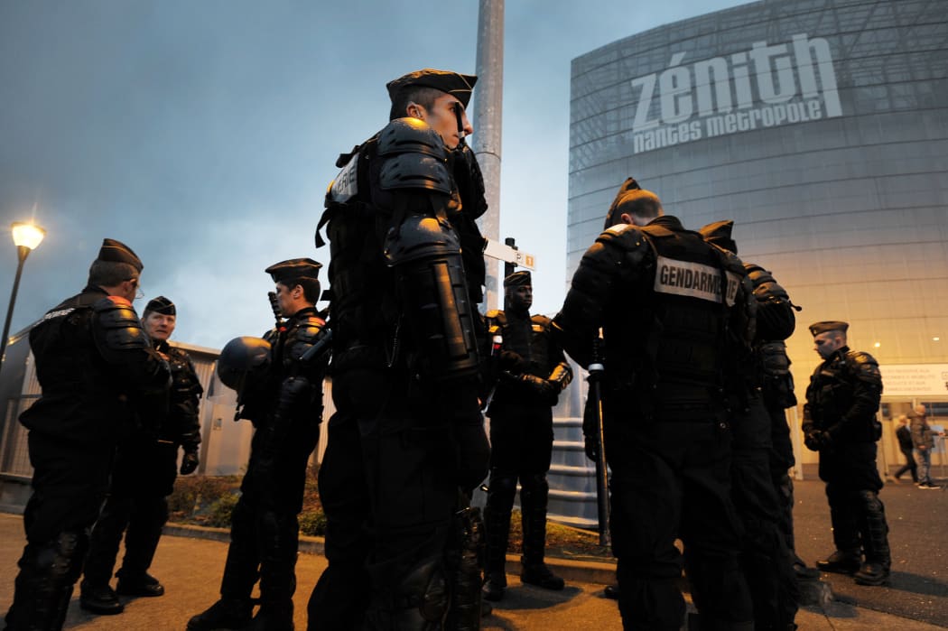 Police were stationed outside the Zenith theatre on Thursday.
