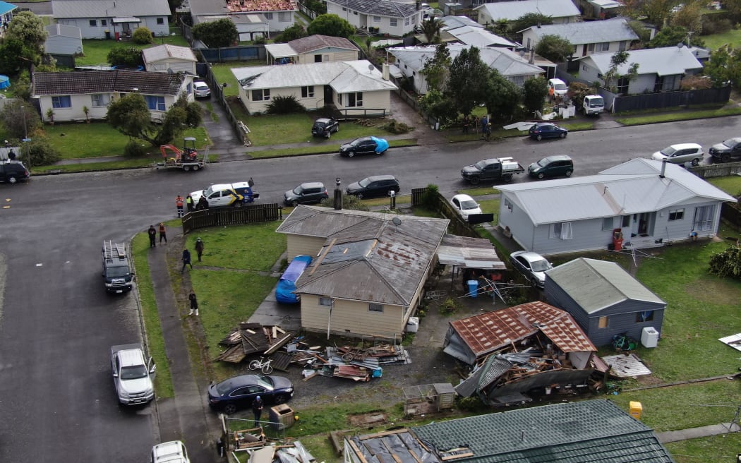 Heavy winds hit Levin in Horowhenua damaging buildings, bringing down trees and power lines and wrecking vegetable crops on 20 May 2022.