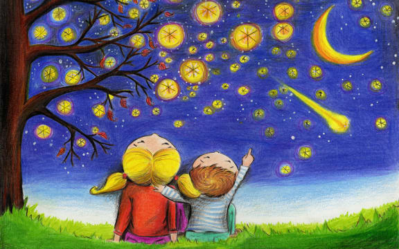 Cervenec-Matariki, an illustration from 'Annie and Johnny's Dairy'