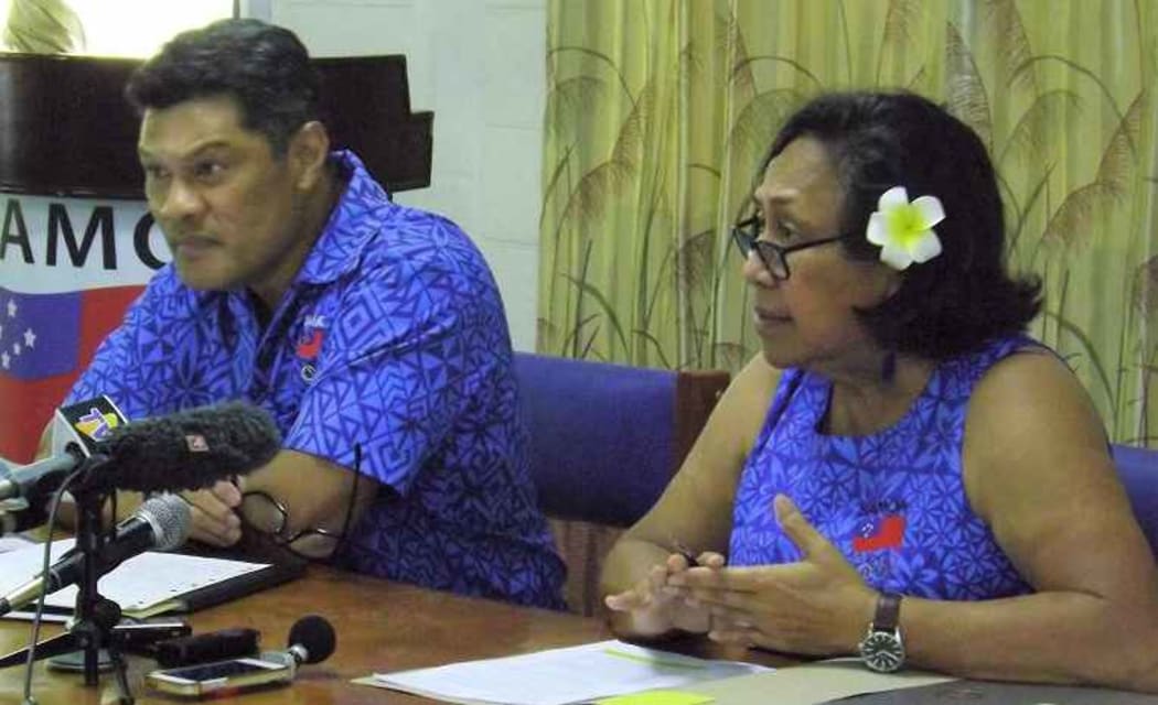 SASNOC CEO Tuala Mathew Vaea and Tokyo Olympics Chef de Mission, Nynette Sass.