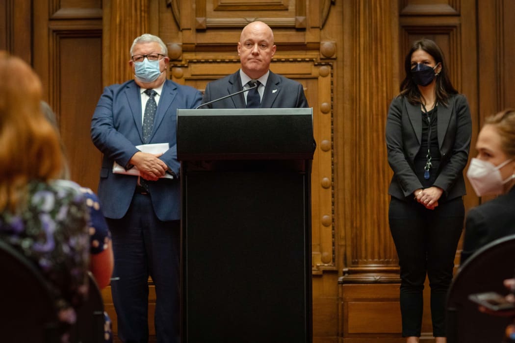 Christopher Luxon, Erica Stanford and Gerry Brownlee