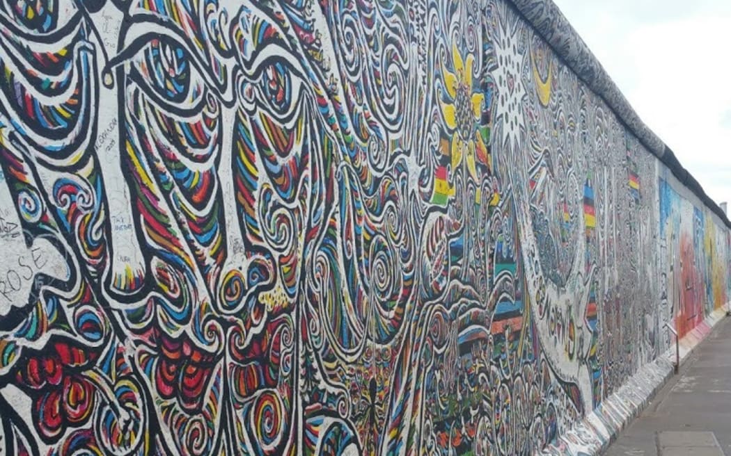 East Side Gallery artwork along remaining section of Berlin Wall