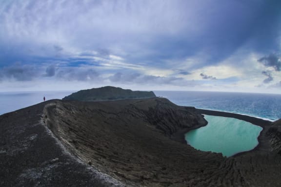 Researchers walked around the volcano during their field work.