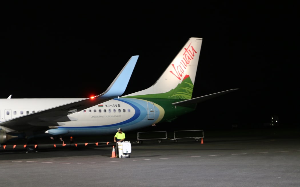 Air Vanuatu plane at night. 19 August 2023