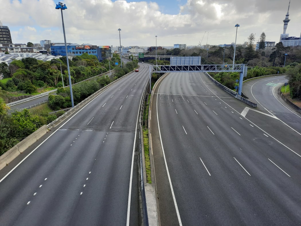 Traffic on the Auckland motorway near the central city at 11.30am on an atypical Thursday morning.