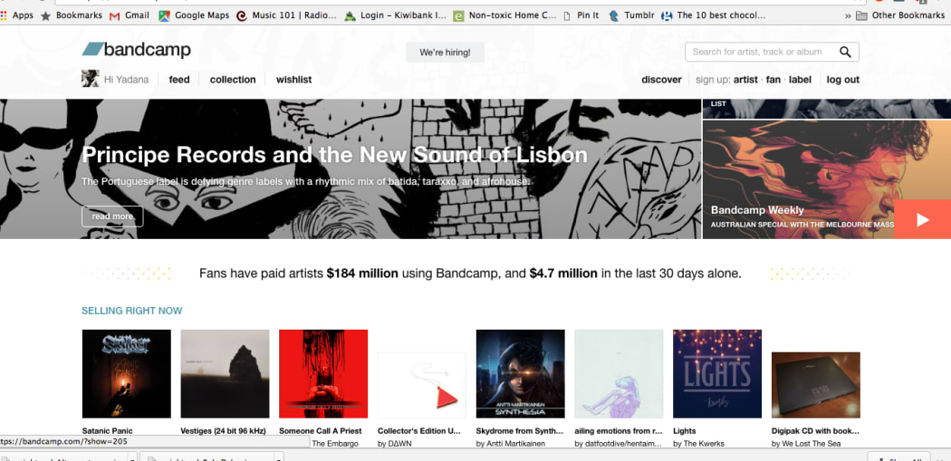 Bandcamp's Homepage