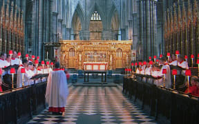 Interior of Westminster Abbey with choir.