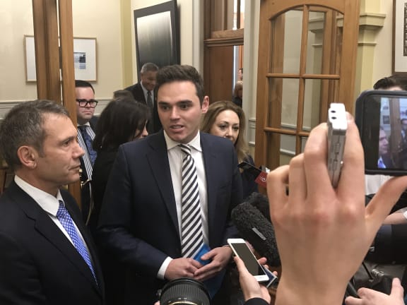 Clutha-Southland MP Todd Barclay, second from left, at Parliament on Tuesday 20 June.