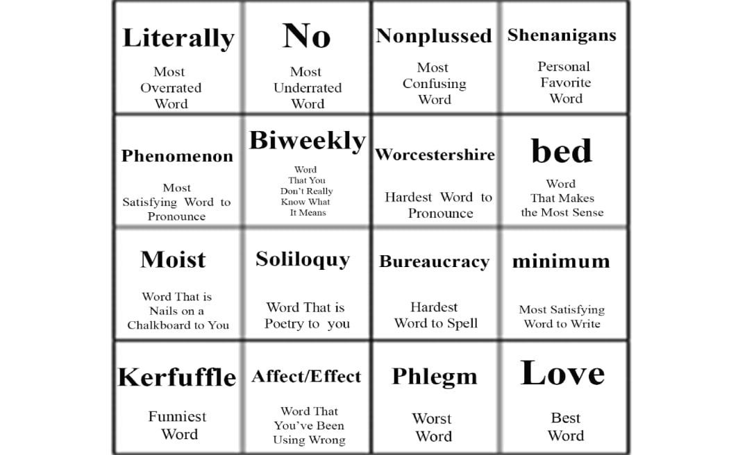 Merriam-Webster's grid of words