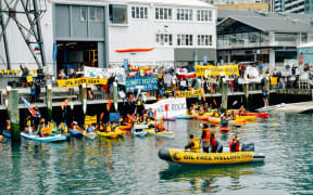 An Oil Free Wellington protest.