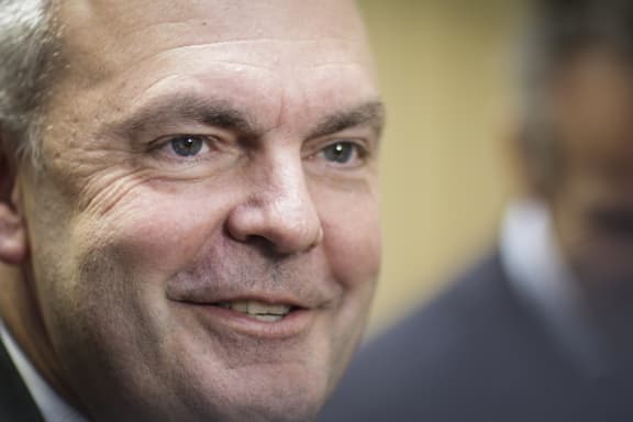 Finance Minister Steven Joyce at Printlink for the printing of the 2017 Budget.