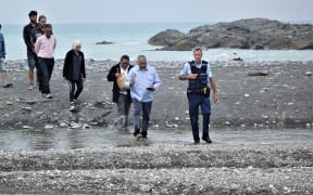Iwi led by police at the site blessing in Kekerengu