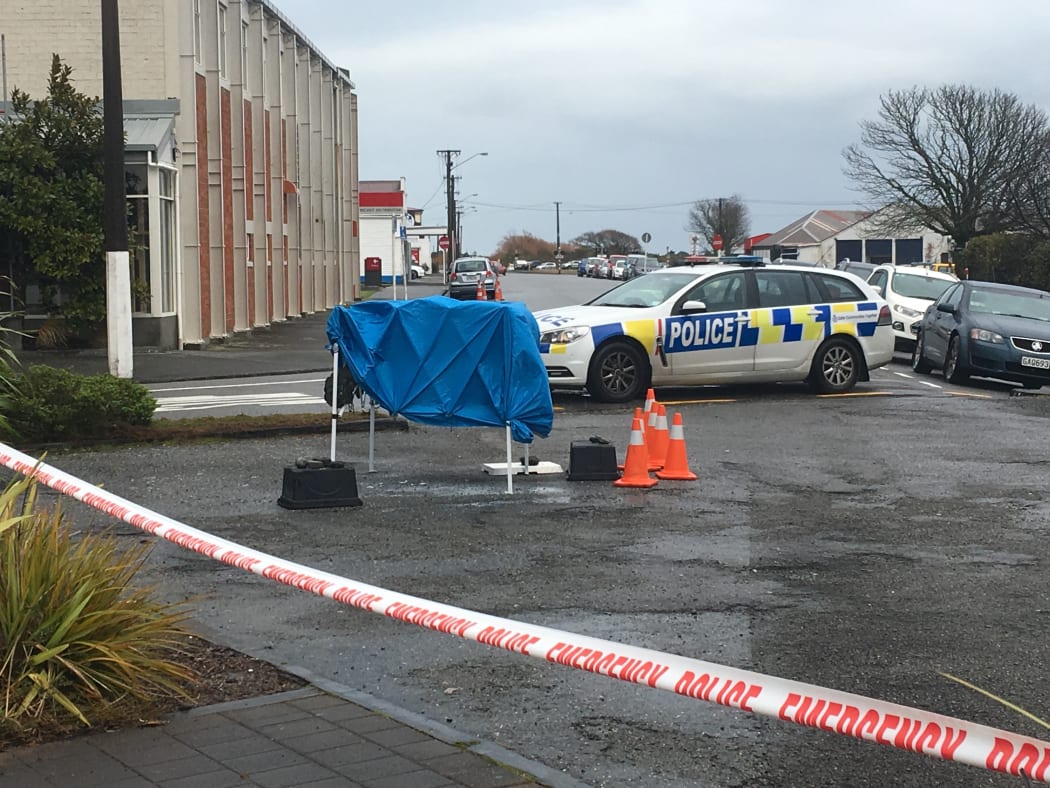 The scene where a fatal stabbing happened in Greymouth early this morning.