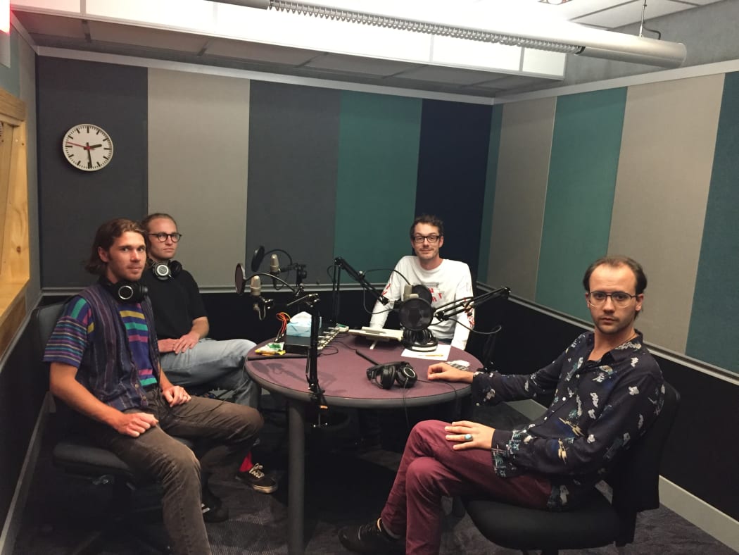 (l-r) Mitchell James O'Sullivan, Nick Petricevic, Tony Stamp (RNZ), Giacomo Gianetta