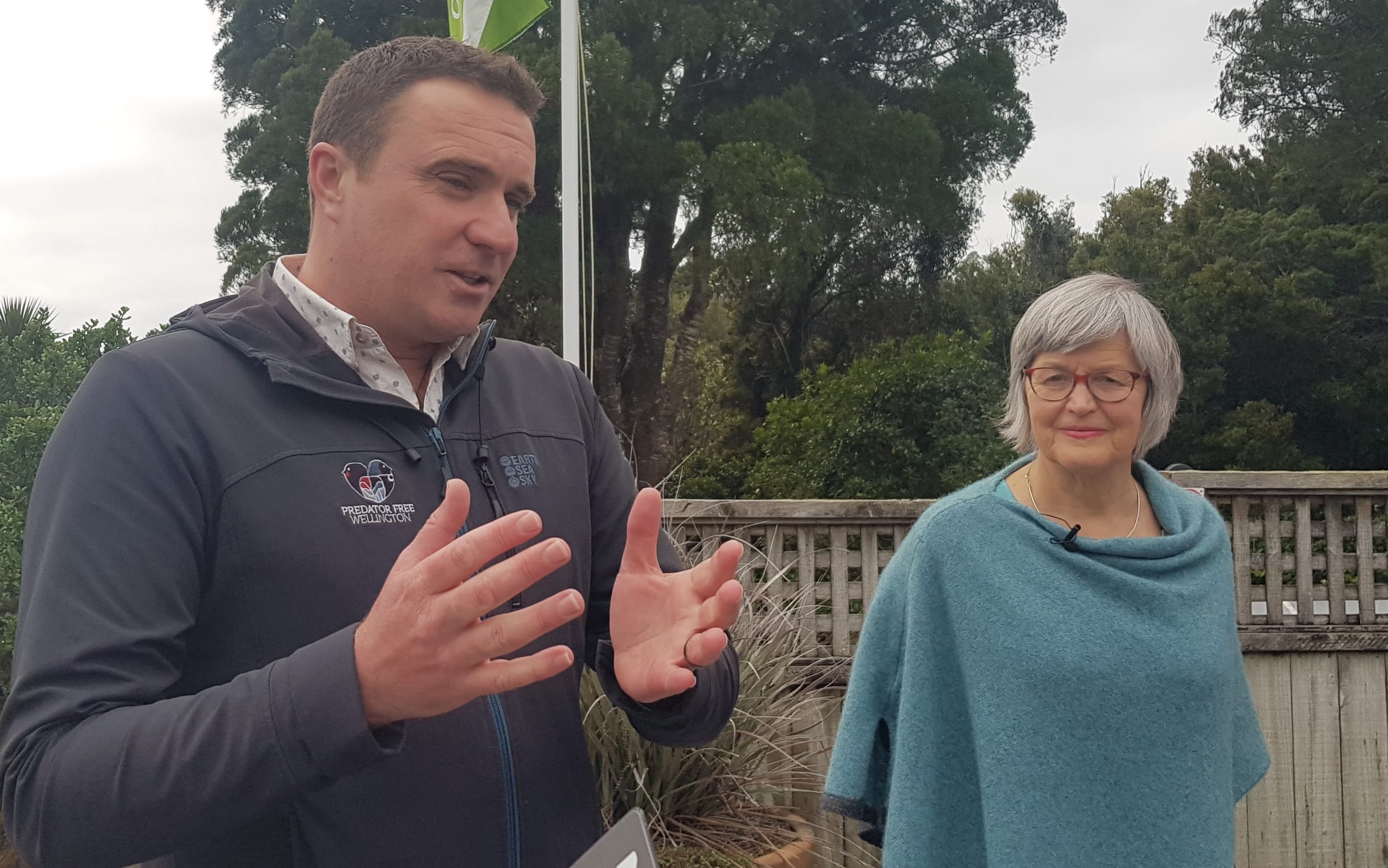 James Willcocks, project director of Predator Free Wellington, with Conservation Minister Eugenie Sage.