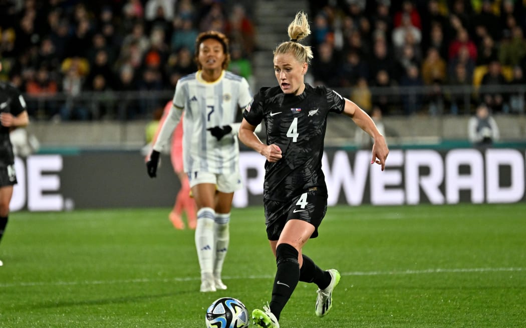 CJ Bott in action for the Football Ferns.