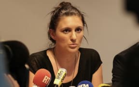 Nice policewoman Sandra Bertin speaks at a press conference.