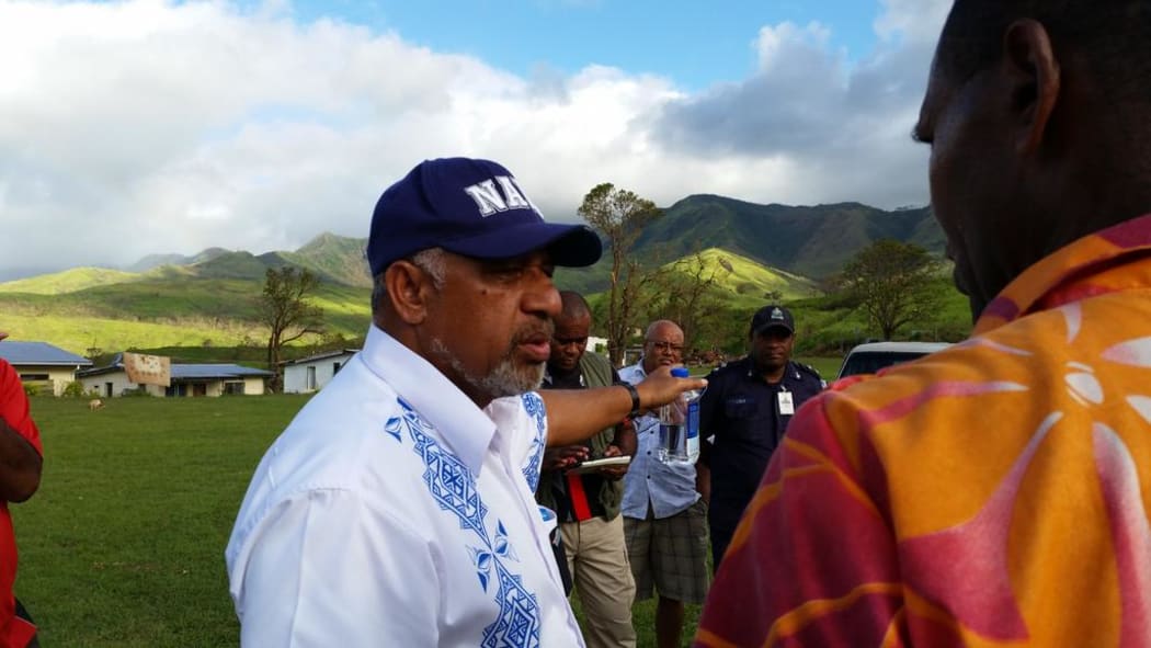 Fijian Prime Minister Frank Bainimarama visits Nadalei Village in Fiji's Viti Levu on 26 February 2016.