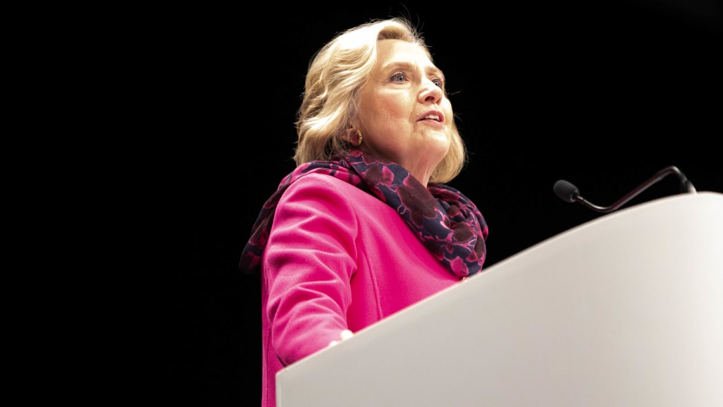 Former United States Secretary of State Hillary Clinton talks to a crowd of nearly 3000 in Auckland at an event for her new book What Happened.