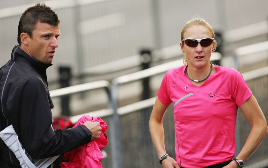 NEWCASTLE-UPON-TYNE, UNITED KINGDOM - SEPTEMBER 30: Gary Lough and Paula Radcliffe of Great Britain look on ahead of the Great North Run on September 30, 2007 in Newcastle-Upon-Tyne, England.  (Photo by Matthew Lewis/Getty Images)