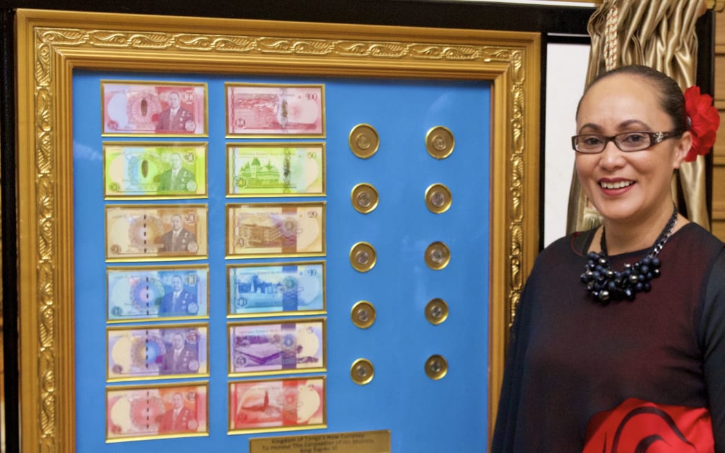 New Zealand Tongan MP Jenny Salesa at the launch of the new currency for the Tongan coronation.