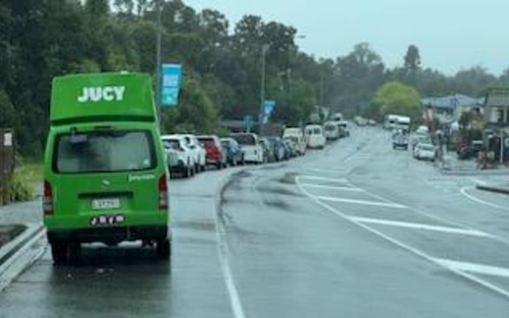 Heavy rain and wet roads, in Franz Josef, during flooding, on 9 November, 2024.