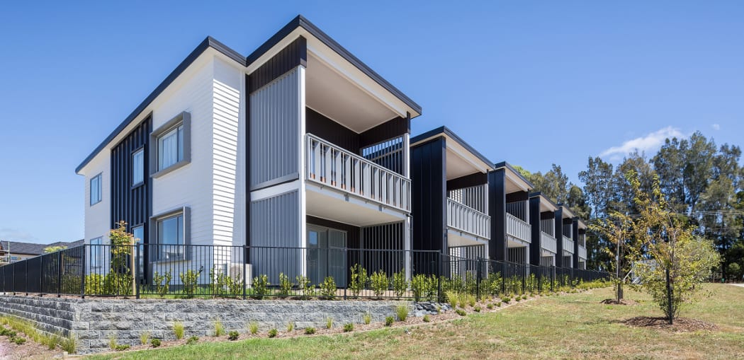 Artist's impression of KiwiBuild home to be built at Huapai. KiwiBuild is teaming up with developer Mike Greer Homes to construct more than 110 homes in West Auckland and Christchurch.