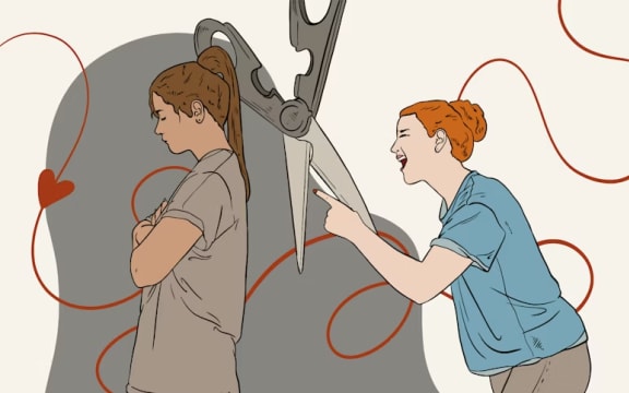 Illustration of two women arguing.