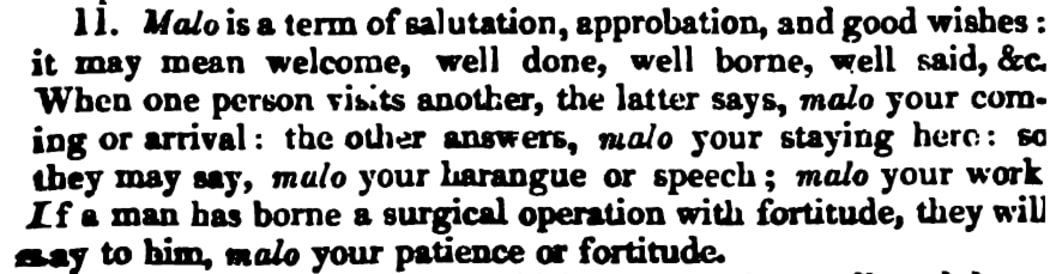 Glossary excerpt from An Account of the Natives of the Tonga Islands in the South Pacific Ocean