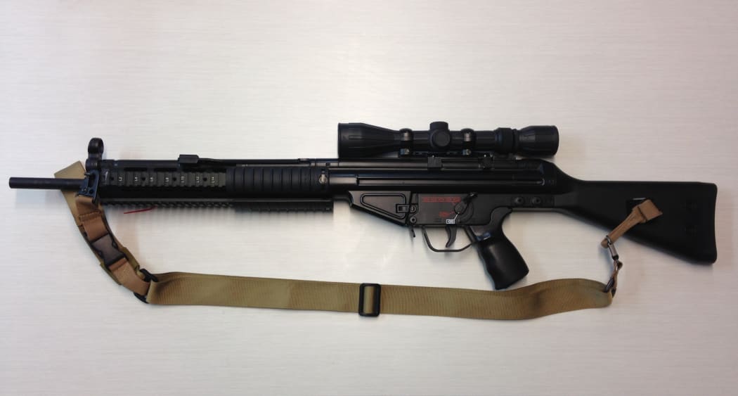 The BB gun seized by police during the AOS callout in Hamilton.
